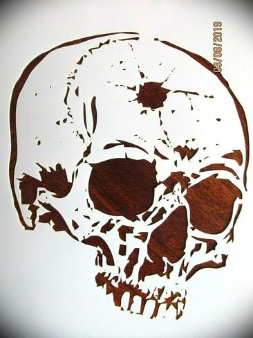 Rubstamper Skull Bullet Hole Skull Logo Stencil Template Reusable 10 mm Mylar Logo Arts and Crafts Material Scrapbooking for Airbrush Painting Drawing in Saudi Arabia