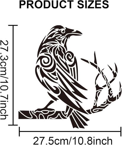MAYJOYDIY Halloween Crow Stencil 11.8×11.8inch Raven Stencil with Paint Brush Birds Raven on Branch Template for Painting on Wood Wall Fabric Home Decor DIY Crafts in Kuwait