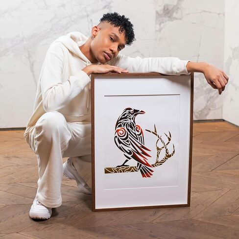 MAYJOYDIY Halloween Crow Stencil 11.8×11.8inch Raven Stencil with Paint Brush Birds Raven on Branch Template for Painting on Wood Wall Fabric Home Decor DIY Crafts in Kuwait