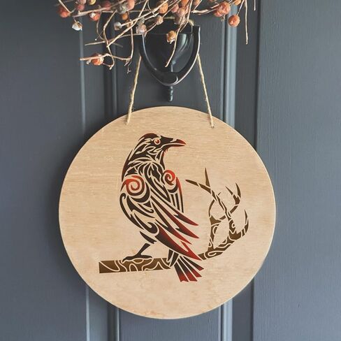 MAYJOYDIY Halloween Crow Stencil 11.8×11.8inch Raven Stencil with Paint Brush Birds Raven on Branch Template for Painting on Wood Wall Fabric Home Decor DIY Crafts in Kuwait