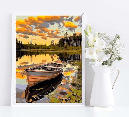 Diymood Painting Acrylic Paint by Number Kits for Kids Students Adults Beginner, Landscape Beach Moon sea Grass Colorful Clouds DIY Oil Painting Drawing Wall Home Decor（40x50cm） 16x20inch in Saudi Arabia