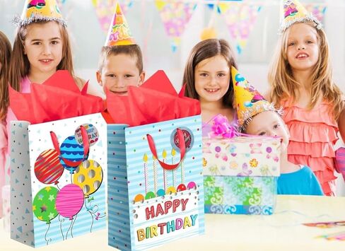 YE GIVING Happy Birthday Gift Bags With Tissue, Large Size 12"x16"x6.5" 2 Pack. 2 Designs. Includes Tissue Paper And Tags.… in Saudi Arabia