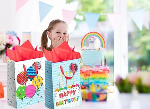 YE GIVING Happy Birthday Gift Bags With Tissue, Large Size 12"x16"x6.5" 2 Pack. 2 Designs. Includes Tissue Paper And Tags.… in Saudi Arabia