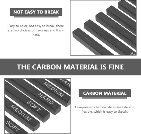 VICASKY 18 جهاز كمبيوتر شخصى الطلاب الأساسيين رسم مجموعة رسم الفحم، العصي الفحم الأسود كتل اللوازم الفنية للفنانين المبتدئين الرسم، رسم، التظليل، رسم الفحم in Kuwait