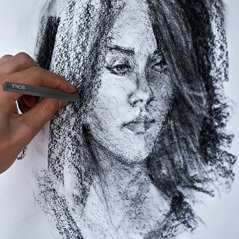 VICASKY 18 جهاز كمبيوتر شخصى الطلاب الأساسيين رسم مجموعة رسم الفحم، العصي الفحم الأسود كتل اللوازم الفنية للفنانين المبتدئين الرسم، رسم، التظليل، رسم الفحم in Kuwait