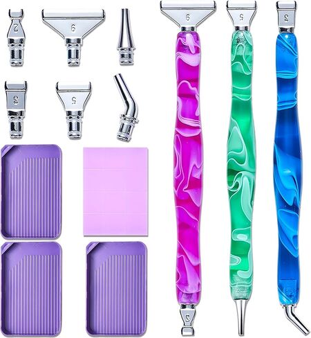 AOEUSLL 5d Diamond Painting Pen with Diamond Painting Trays, Diamond Painting Accessories, Diamond Pen, Diamond Art Pens, Diamond Art Accessories and Tools (24pcs) in Kuwait