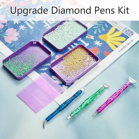 AOEUSLL 5d Diamond Painting Pen with Diamond Painting Trays, Diamond Painting Accessories, Diamond Pen, Diamond Art Pens, Diamond Art Accessories and Tools (24pcs) in Kuwait
