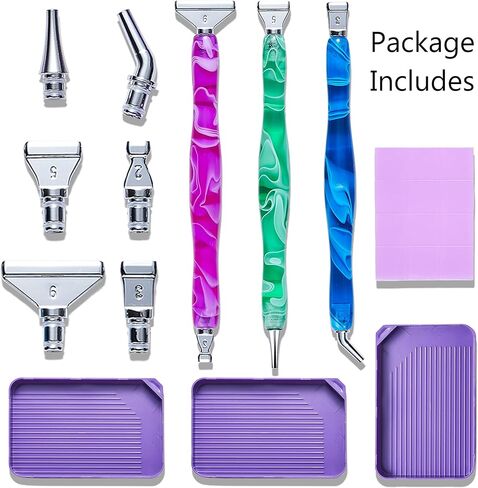 AOEUSLL 5d Diamond Painting Pen with Diamond Painting Trays, Diamond Painting Accessories, Diamond Pen, Diamond Art Pens, Diamond Art Accessories and Tools (24pcs) in Kuwait