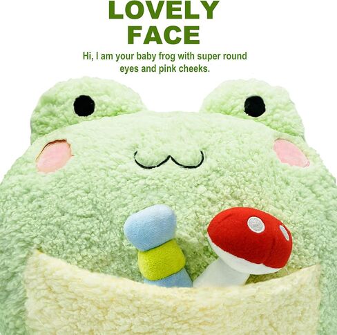 Onsoyours Frog Plush Pillow, Super Soft Frog Stuffed Animal, Adorable Plush Frog Cuddle Cushion Pillow for Kids in Kuwait
