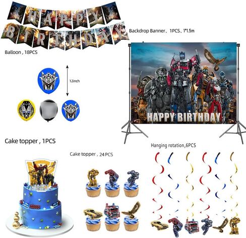 2023 Rescue Robot Birthday Party Supplies and Decorations, Anime Trans-Robot Birthday Party Set Include Banner, Cake Topper, Balloon, Cupcake Topper, Backdrop, Adventure Theme Party Decor for Kids in Saudi Arabia