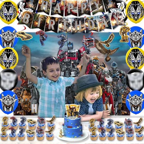 2023 Rescue Robot Birthday Party Supplies and Decorations, Anime Trans-Robot Birthday Party Set Include Banner, Cake Topper, Balloon, Cupcake Topper, Backdrop, Adventure Theme Party Decor for Kids in Saudi Arabia