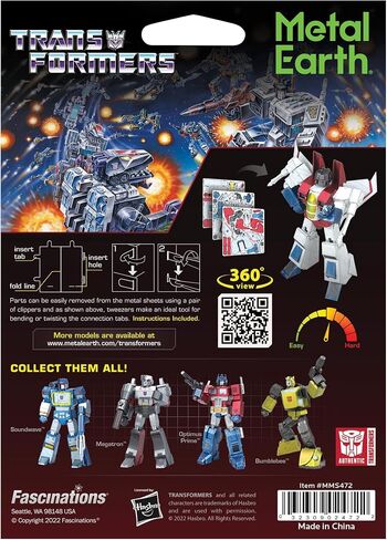 Metal Earth Fascinations Transformers Starscream Color 3D Metal Model Kit Bundle with Tweezers in Saudi Arabia