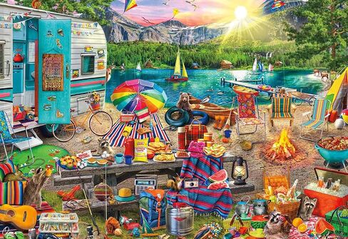 Buffalo Games - Aimee Stewart - Family Campsite - 2000 Piece Jigsaw Puzzle for Adults Challenging Puzzle Perfect for Game Nights - 2000 Piece Finished Size is 38.50 x 26.50 in Saudi Arabia