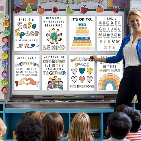 9 قطع من بوسترات الفصل الدراسي بعبارة You Are Welcome Here - ملصقات تعليمية باقتباسات ملهمة - لوازم مكتب مستشار المدرسة، ديكور حائط لا غنى عنه للفصل الدراسي للمدرسة الابتدائية والمتوسطة والثانوية in Kuwait