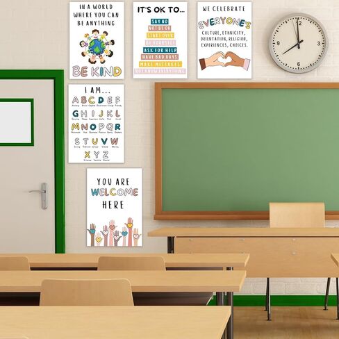 9 قطع من بوسترات الفصل الدراسي بعبارة You Are Welcome Here - ملصقات تعليمية باقتباسات ملهمة - لوازم مكتب مستشار المدرسة، ديكور حائط لا غنى عنه للفصل الدراسي للمدرسة الابتدائية والمتوسطة والثانوية in Kuwait
