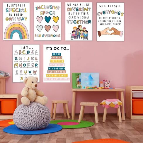 9 قطع من بوسترات الفصل الدراسي بعبارة You Are Welcome Here - ملصقات تعليمية باقتباسات ملهمة - لوازم مكتب مستشار المدرسة، ديكور حائط لا غنى عنه للفصل الدراسي للمدرسة الابتدائية والمتوسطة والثانوية in Kuwait