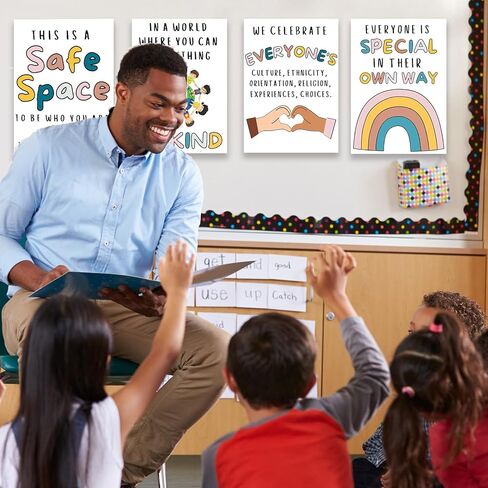 9 قطع من بوسترات الفصل الدراسي بعبارة You Are Welcome Here - ملصقات تعليمية باقتباسات ملهمة - لوازم مكتب مستشار المدرسة، ديكور حائط لا غنى عنه للفصل الدراسي للمدرسة الابتدائية والمتوسطة والثانوية in Kuwait