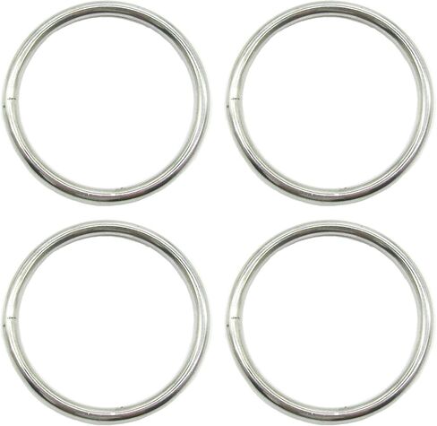 4 قطع 3 انش من الستانلس ستيل بدون خياطة على شكل حرف O حلقة دائرية معدنية متعددة الاغراض للحرف اليدوية المكرمية وشنط اليد وحزام التخييم وسلاسل الكلاب، فضي، L in Kuwait