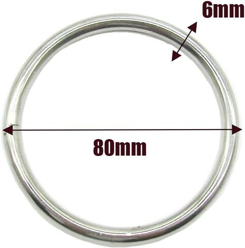 4 قطع 3 انش من الستانلس ستيل بدون خياطة على شكل حرف O حلقة دائرية معدنية متعددة الاغراض للحرف اليدوية المكرمية وشنط اليد وحزام التخييم وسلاسل الكلاب، فضي، L in Kuwait