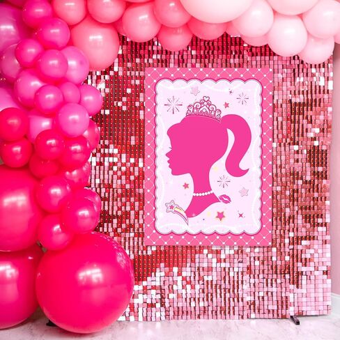 زينة الحفلات الوردية من CrazyJan دبوس التاج على لعبة دبوس دمية الأميرة الوردي الساخن للفتيات لوازم حفلات أعياد الميلاد للفتيات البالغات وأعياد ميلاد الطفل وردية اللون للحفلات in Kuwait