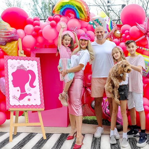 زينة الحفلات الوردية من CrazyJan دبوس التاج على لعبة دبوس دمية الأميرة الوردي الساخن للفتيات لوازم حفلات أعياد الميلاد للفتيات البالغات وأعياد ميلاد الطفل وردية اللون للحفلات in Kuwait