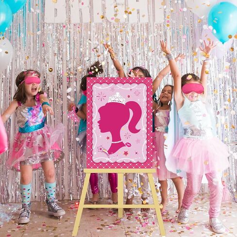 زينة الحفلات الوردية من CrazyJan دبوس التاج على لعبة دبوس دمية الأميرة الوردي الساخن للفتيات لوازم حفلات أعياد الميلاد للفتيات البالغات وأعياد ميلاد الطفل وردية اللون للحفلات in Kuwait