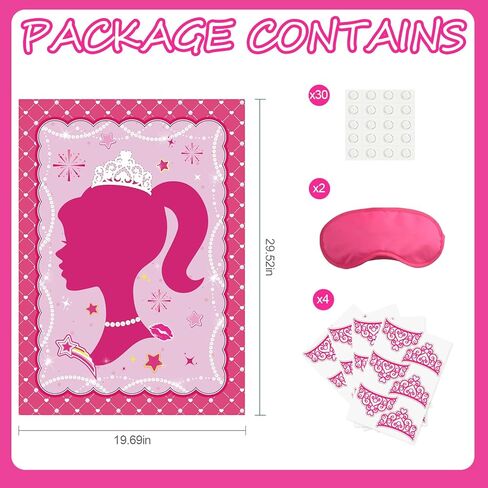 زينة الحفلات الوردية من CrazyJan دبوس التاج على لعبة دبوس دمية الأميرة الوردي الساخن للفتيات لوازم حفلات أعياد الميلاد للفتيات البالغات وأعياد ميلاد الطفل وردية اللون للحفلات in Kuwait