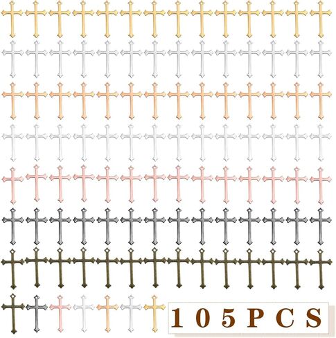 105 قطع 7 ألوان قلادة صليب صغيرة سحر سبيكة دينية صليب متدلى قلائد ل DIY قلادة سلاسل المفاتيح صنع المجوهرات هدايا يدوية ، 23 × 14 مم ، معدن, معدن in Kuwait