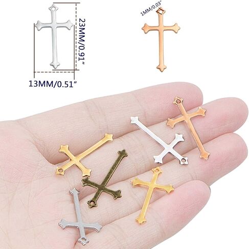 105 قطع 7 ألوان قلادة صليب صغيرة سحر سبيكة دينية صليب متدلى قلائد ل DIY قلادة سلاسل المفاتيح صنع المجوهرات هدايا يدوية ، 23 × 14 مم ، معدن, معدن in Kuwait