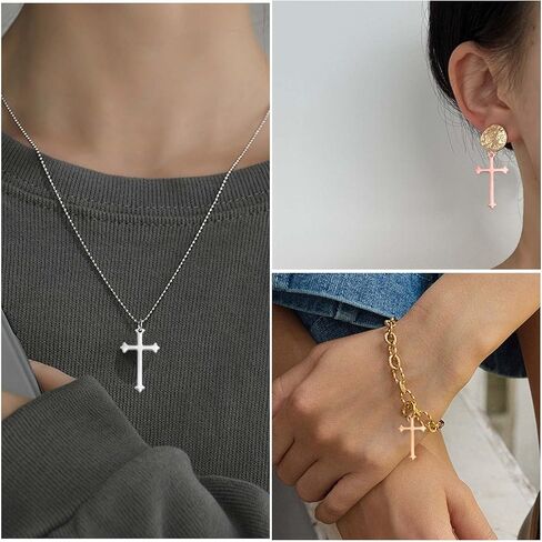 105 قطع 7 ألوان قلادة صليب صغيرة سحر سبيكة دينية صليب متدلى قلائد ل DIY قلادة سلاسل المفاتيح صنع المجوهرات هدايا يدوية ، 23 × 14 مم ، معدن, معدن in Kuwait