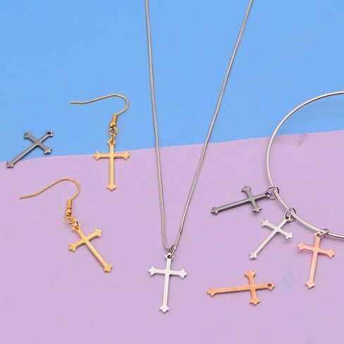 105 قطع 7 ألوان قلادة صليب صغيرة سحر سبيكة دينية صليب متدلى قلائد ل DIY قلادة سلاسل المفاتيح صنع المجوهرات هدايا يدوية ، 23 × 14 مم ، معدن, معدن in Kuwait