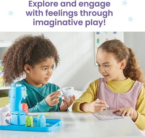 hand2mind Cupful of Feelings Café, Kids Coffee Maker Playset, Toddler Pretend Play, Imaginative Play Toys, Play Therapy Toys, Social Emotional Learning Activities, Calm Down Corner Supplies in Saudi Arabia