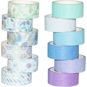 YUBBAEX 12 Rolls Pink Gold Washi Tape Set Masking Decorative Tapes (Pink Mix)