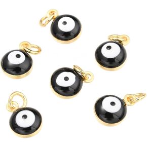 BEEFLYING 50Pcs Evil Eye Charms Alloy Enamel Real 18K Gold Plated Charms Lucky Turkish Eye Pendants for DIY Jewelry Making Women Bracelet Necklace Earring