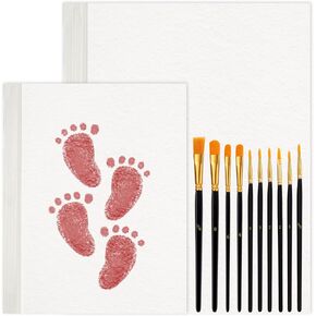 200 Sheets Watercolor Paper, Two Sizes White Drawing Paper with 10 Oil Paint Brushes for Artists Painting Paper for Kids for Students Watercolorists（ 7.4 * 10inch-230GSM,11.41 * 8.26inch-160GSM ） in Saudi Arabia