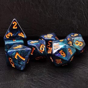 Bescon Starry Night Dice Set Series, 7pcs Polyhedral RPG Dice Set Milky Way, Midnight, Twilight