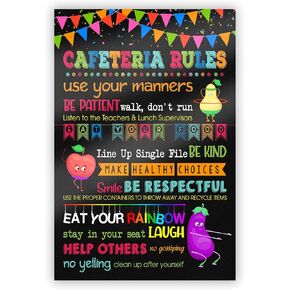 Minitowz School Cafeteria Rules Poster, Lunchroom School Teacher Sign, School Poster, Cafeteria Wall Art, Eat Your Veggie 251 in Kuwait