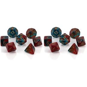 مجموعة Chessex CHX26462 Dice-Gemini باللون الأحمر المخضر/الذهبي، كبيرة (18 مم - 25 مم) (عبوة من قطعتين)
