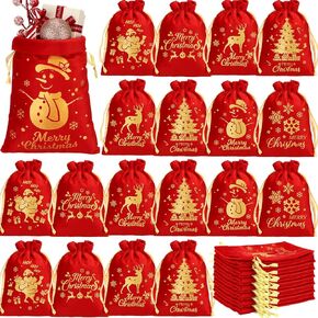 50 Pcs Christmas Bags Velvet Drawstring Bags Bulk Santa Gift Bags Candy Wrapping Goodie Bags with Ribbon Drawstring for Xmas Holiday Party Supplies, 6 Styles (4 x 6 Inch, Green) in Saudi Arabia