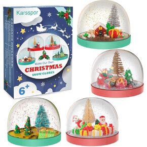 Karsspor Christmas Snow Globe Kit, 4 PCS Water Globe Making Kit with Complete Tools, Creative Christmas Arts and Crafts for Girls and Boys Ages 4-6-8-12 in Kuwait