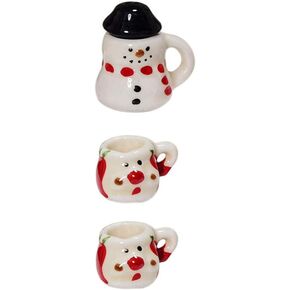 Zerodeko 3pcs عيد الميلاد مجموعات الشاي الصغيرة، المنمنمات دمية السيراميك كوب الشاي نماذج مشهد عيد الميلاد الحلي كوب القهوة الديكور مصغرة دمية الملحقات مجموعة in Kuwait