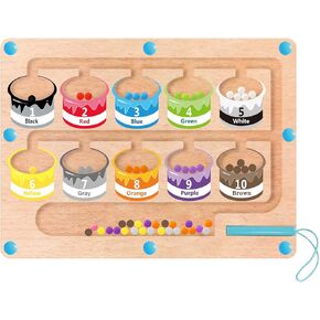 MINGKIDS Montessori Toys for 2+ 3 4 5 Year Old-Wooden Board Puzzle with Color and Number Magnet Maze,Learning & Education Toys for Preschoolers, Toddler Fine Motor Skills Travel Toys Birthday Gifts in Kuwait