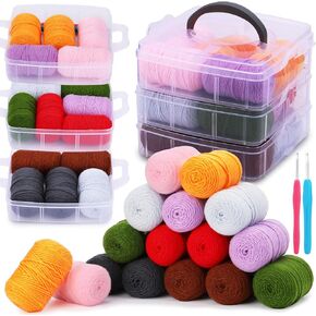 Mayboos Crochet Yarn kit, Yarn for Crocheting, 8 Color 0.88 Oz (25g) Soft Milk Cotton Yarn Skeins Solid Color Knitting Yarn Crocheting with 2 Crochet Hooks Crochet Kit for Beginners Crochet in Kuwait