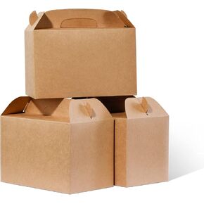 MintieJamie 24 حزمة من علب الهدايا - 8.5 × 5 × 5.5 بوصة صندوق ورق كرافت بني معاد تدويره هدية صندوق هدايا لحفلات أعياد الميلاد (24) in Kuwait