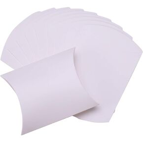 50 قطعة من Airssory 6.5x5.1x1.7 بوصة وسادة ورقية بيضاء فارغة علب هدايا الحلوى لحفلات الزفاف وحفلات استقبال المولود الجديد