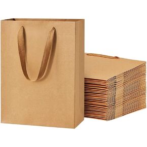 حقيبة ورق كرافت من KUPOO مكونة من 20 قطعة من حقائب الحفلات، وحقائب تسوق مقاس 4.7 × 2.2 × 6.3 بوصة، وحقائب البيع بالتجزئة، وحقائب الحفلات، وأكياس ورقية بمقابض كبيرة (كرافت) in Kuwait