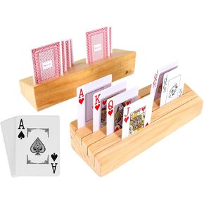 حامل بطاقات لعب خشبي من كلير هوكو - مجموعة من 2 منظم بطاقات - حرر يديك وشاهد جميع بطاقاتك - كاملة مع حزمة من بطاقات اللعب in Kuwait