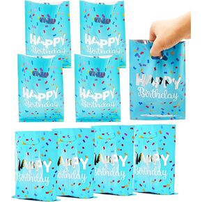 HSPAIDYP 30 Pcs Happy Birthday Party Gift Bags,Happy Birthday Candy Favor Bags,Plastic Gift Candy Gift Bags,Blue Goodies Gift Bags for Kids Baby Showers Birthday Party Decorations (Blue Gift Bags) in Kuwait