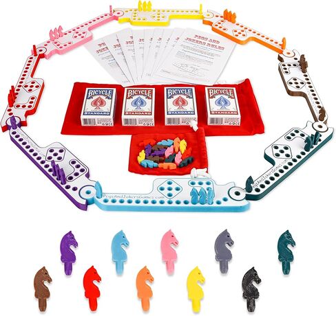 Games by 3D: Pegs and Jokers Full Size Game Set - Embrace The Versatility of This Engaging Board and Card Game for 2-8 Players - Compact, Portable, & Packed with Vibrant Fun & Endless Entertainment in Kuwait