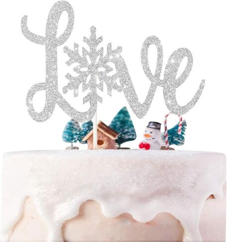 غلاف كعكة Love Snowflake، ديكورات حفلات الزفاف في ذكرى الشتاء، حفل العروس، الخطوبة، ديكور كعكة عيد الحب in Kuwait